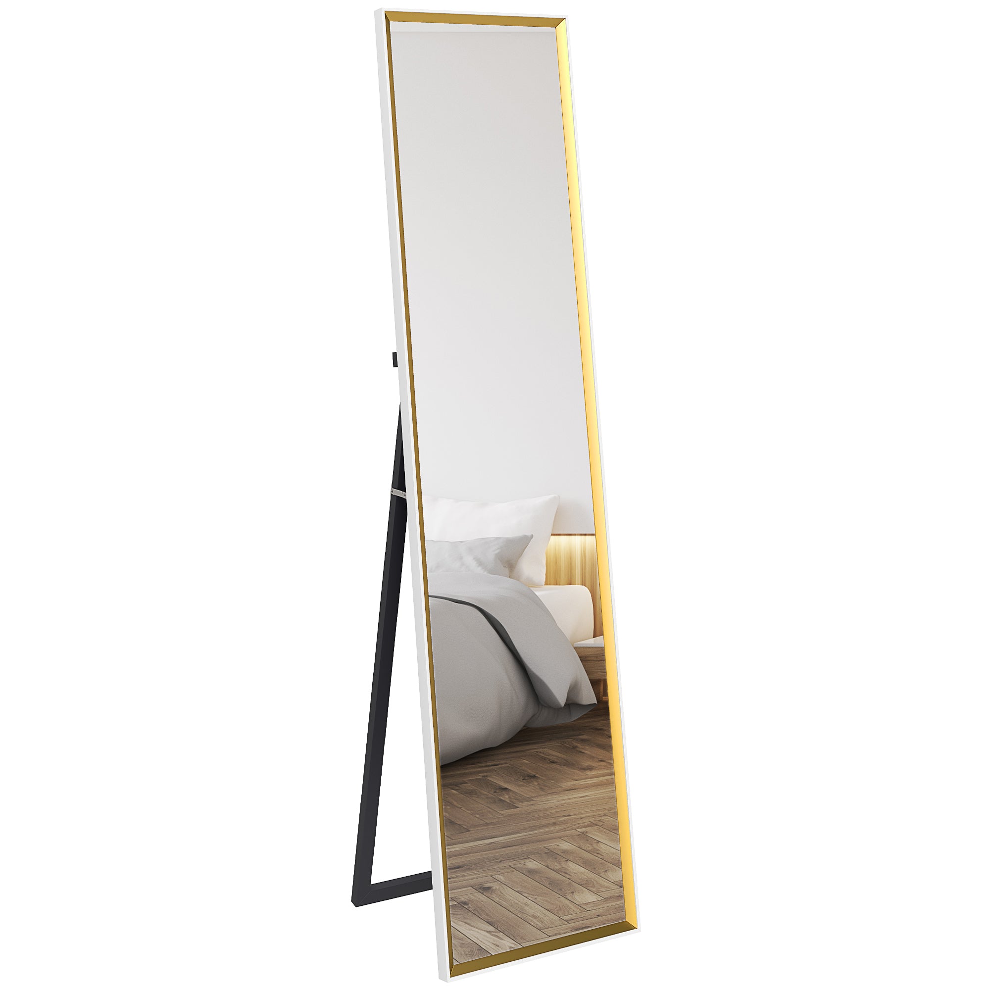 HOMCOM 157 x 37cm Elegant Full-Length Mirror - White/Gold-Tone